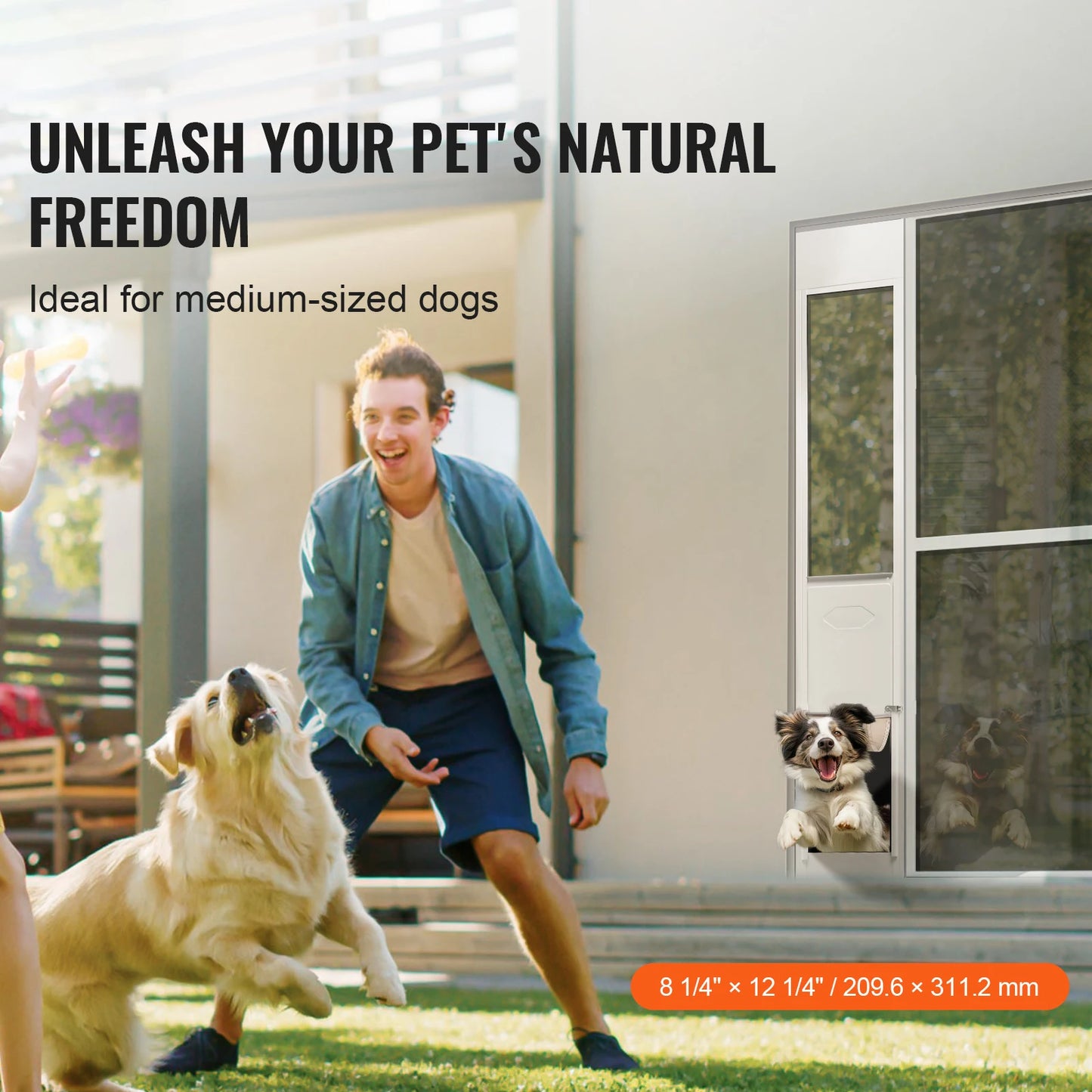SucceBuy Adjustable Height Sliding Glass Dog Door Aluminum