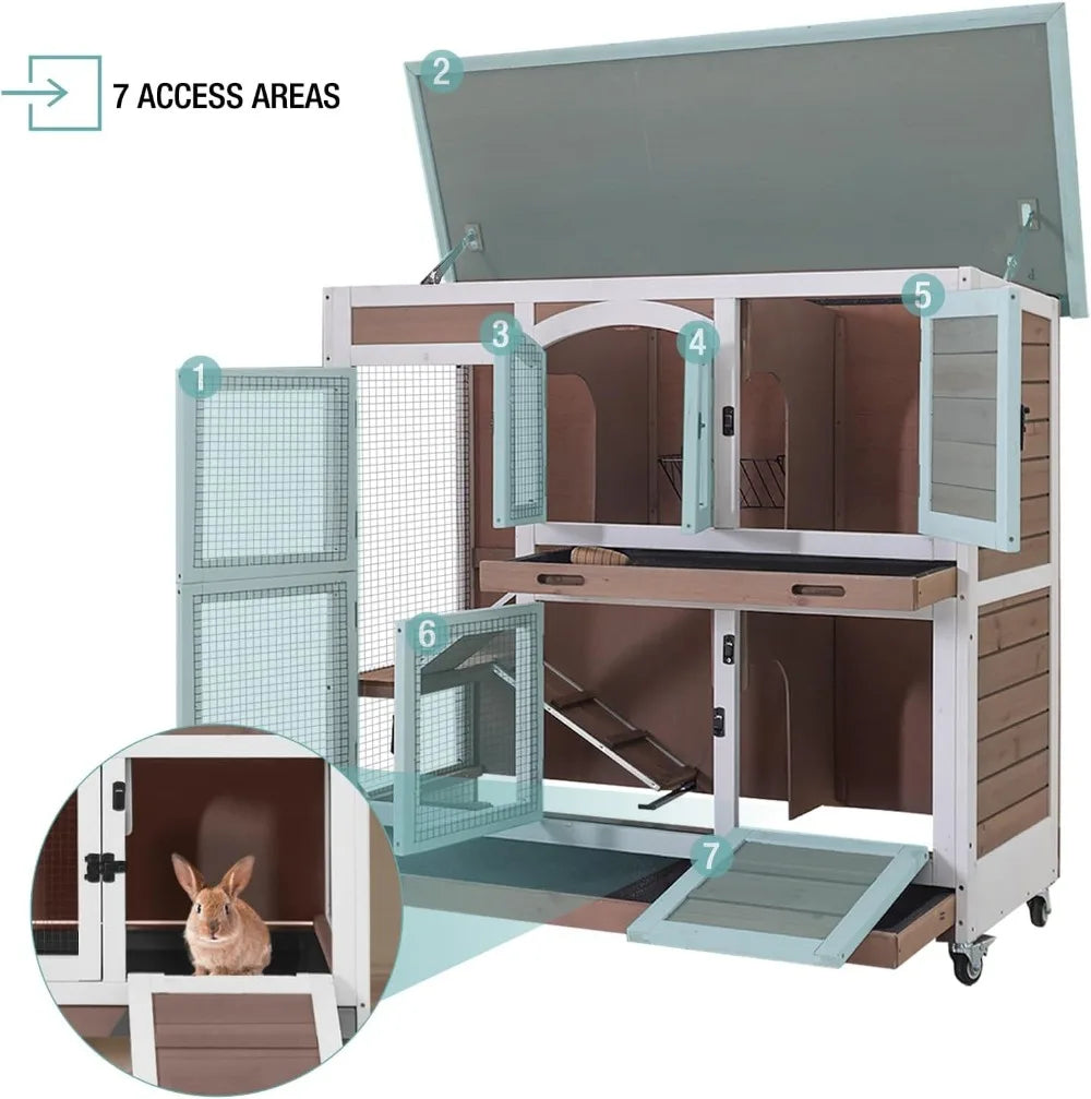 Hign-concerned Rabbit Hutch Indoor Small Animal Cage Ramp