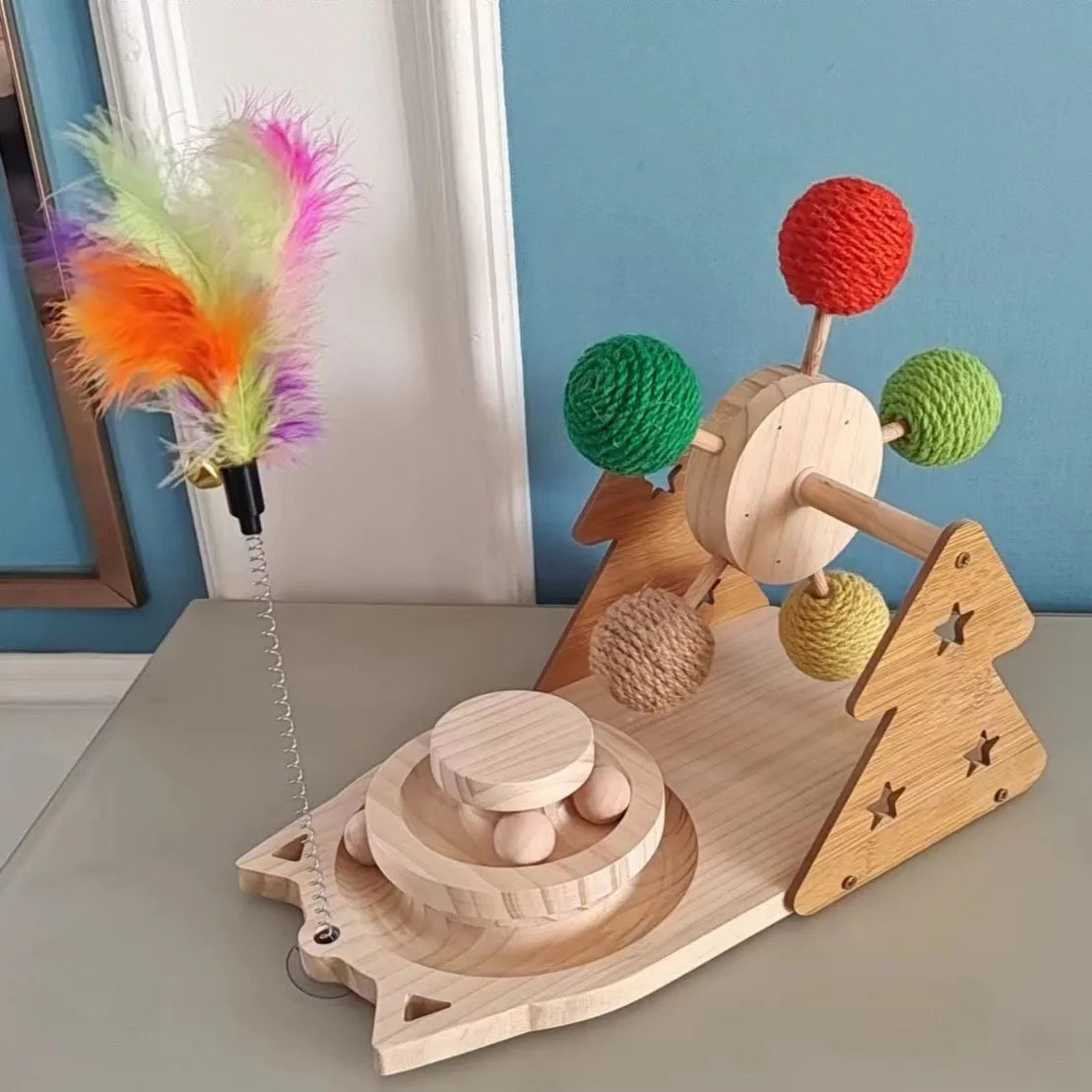 3 In 1 Interactive Cat Toy Set With Ferris Wheel And Teaser Wand