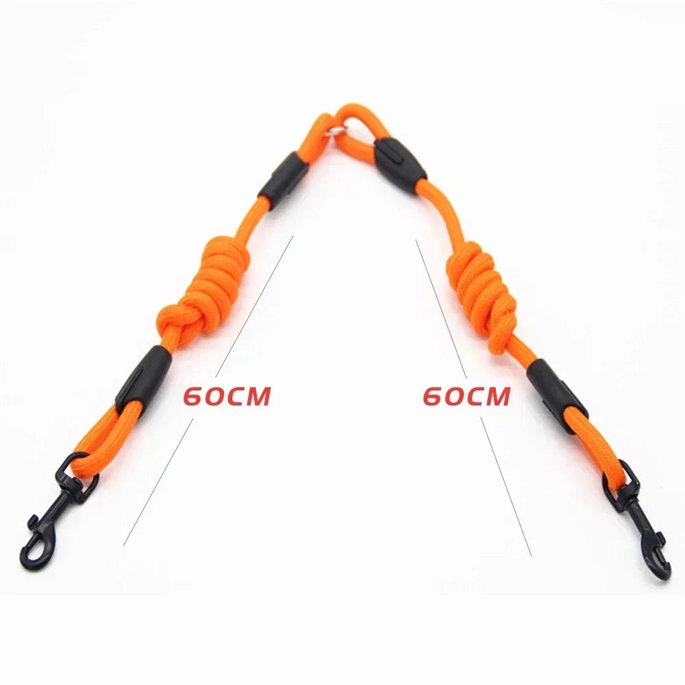 Double Dog Leash Coupler for Small Dogs Nylon Black Two Way Lead