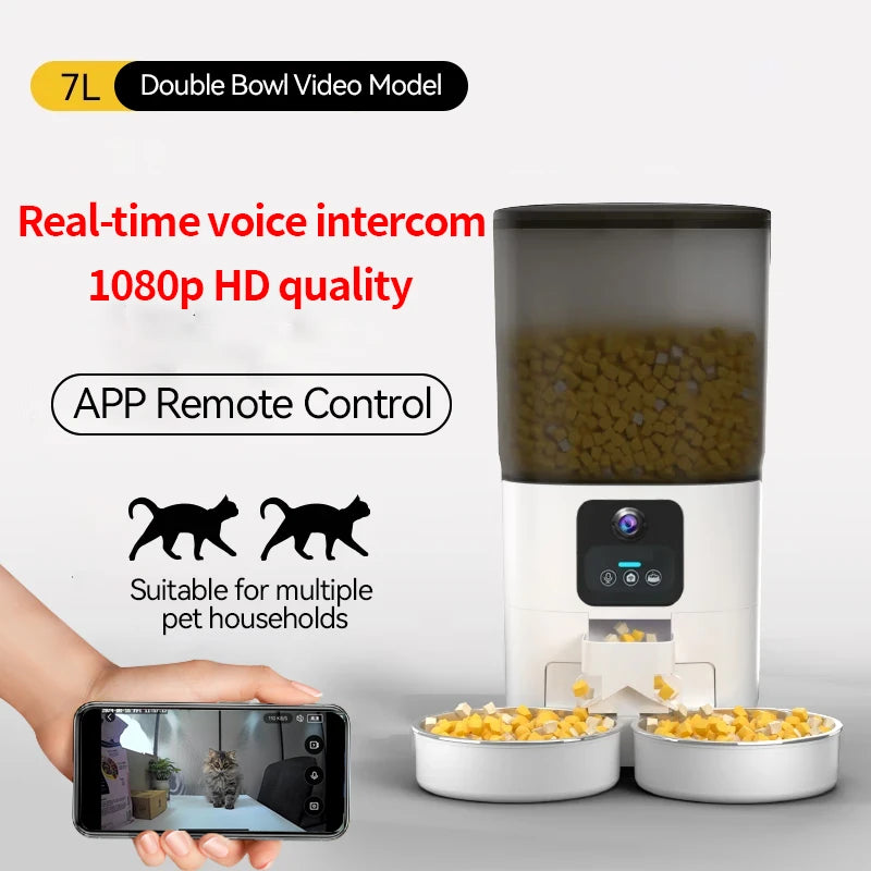 PAPIFEED Cat Automatic Double Bowl Feeder With WiFi Timer