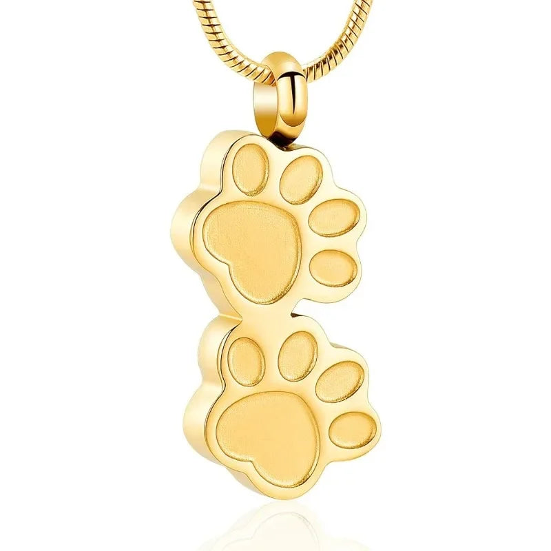 Pet Ashes Necklace Cat And Dog Claw Print Commemorative Box