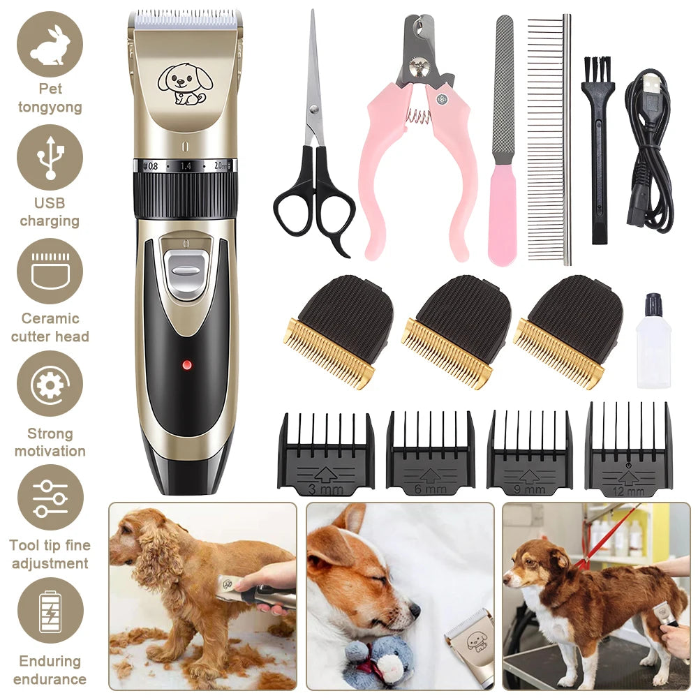 Pet Clipper Grooming Kit Rechargeable Hair Trimmer for Cats and Dogs