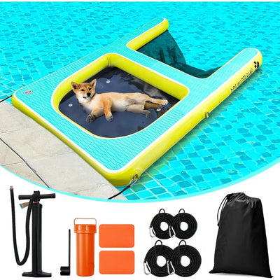 Tealyellow 2 In 1 Dog Pool Float And Water Ramp Non Slip EVA - Front View
