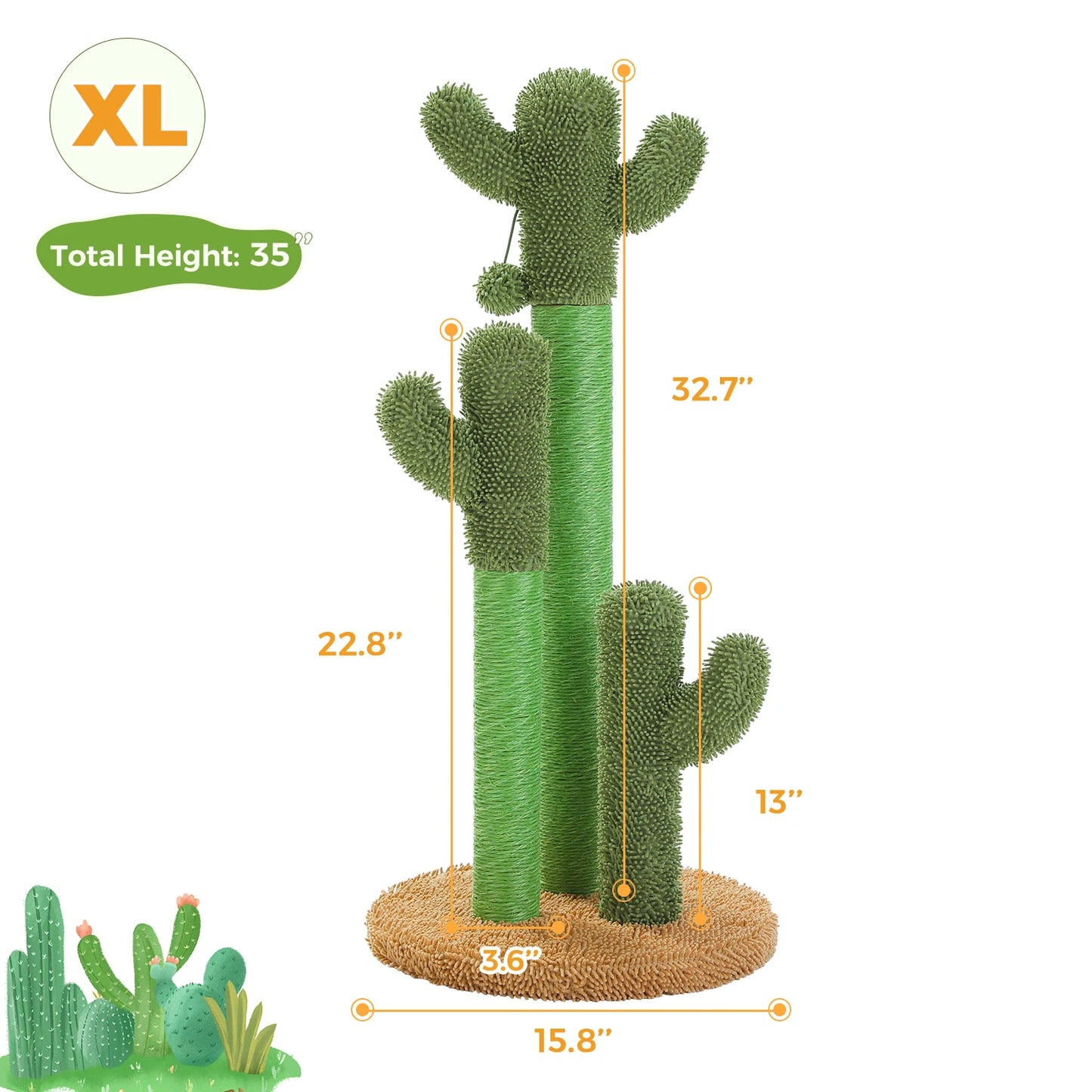 Pequlticn Cactus Cat Tree With Condo Hammock Ball Indoors