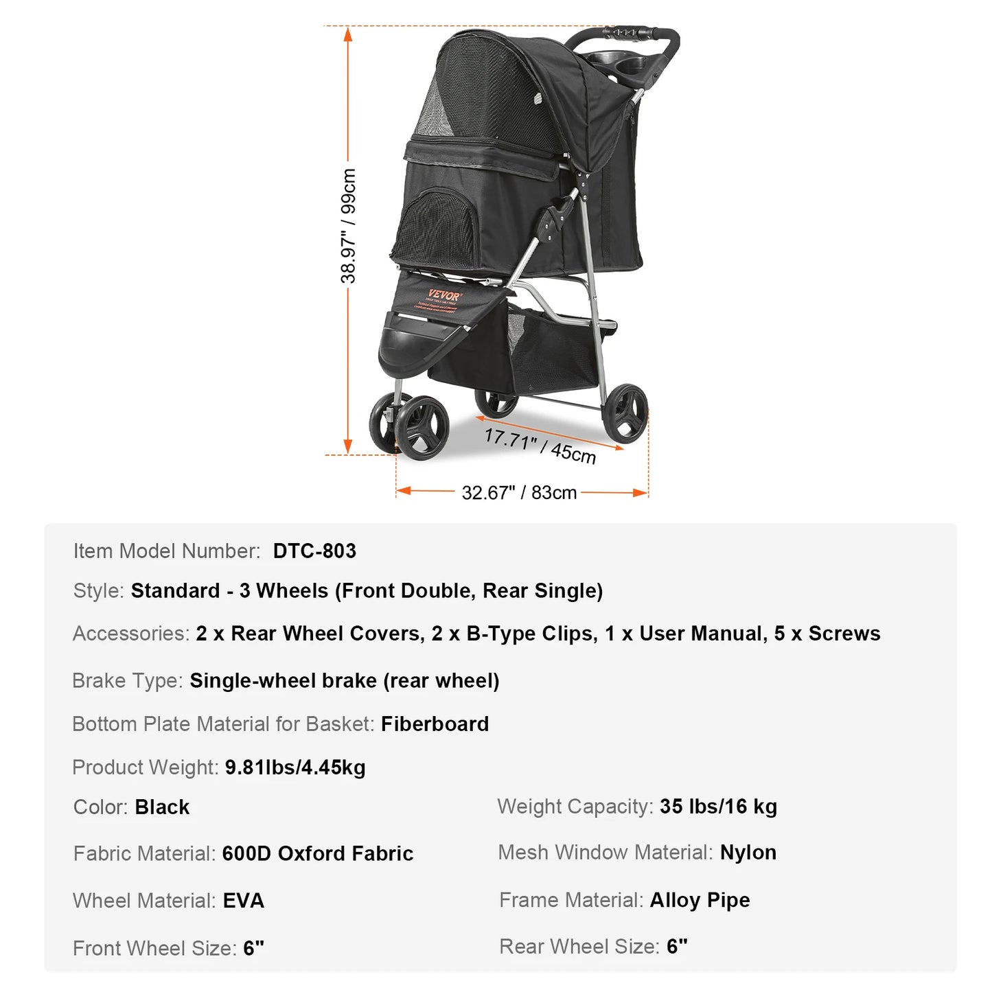 Lightweight SucceBuy Pet Stroller Carrier for Dogs and Cats