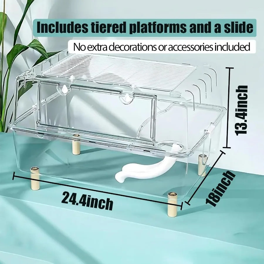 Deluxe Acrylic Hamster Cage With Slide Door