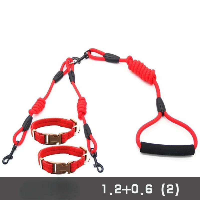 Double Dog Leash Coupler for Small Dogs Nylon Black Two Way Lead