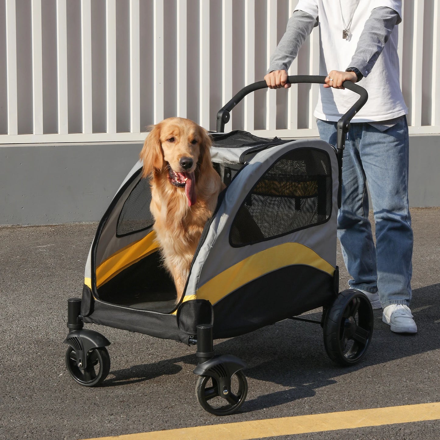 Portable Dog Stroller for Large Dogs Foldable Travel Carrier