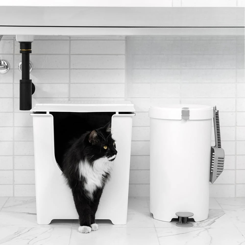 Flip Litter Box with Three Lid Positions and Reusable Liner for Easy Cat Care