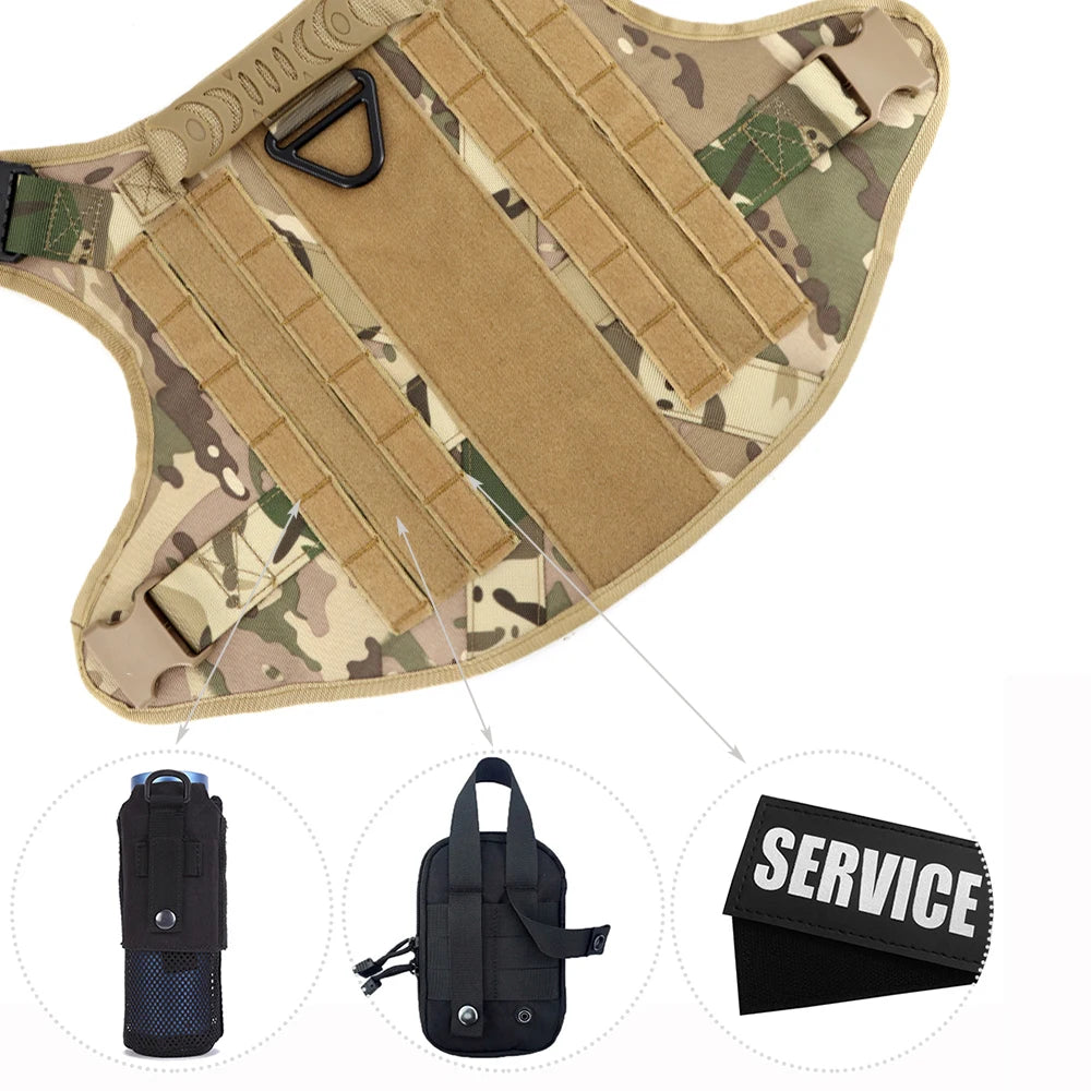 Military Style Dog Harness Set with Collar Leash and Patches