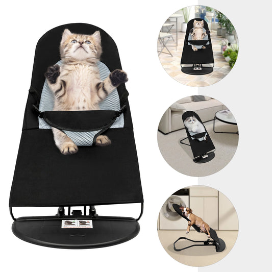 Black Pet Rocking Chair Portable Foldable Rocker Bed for Small Dogs