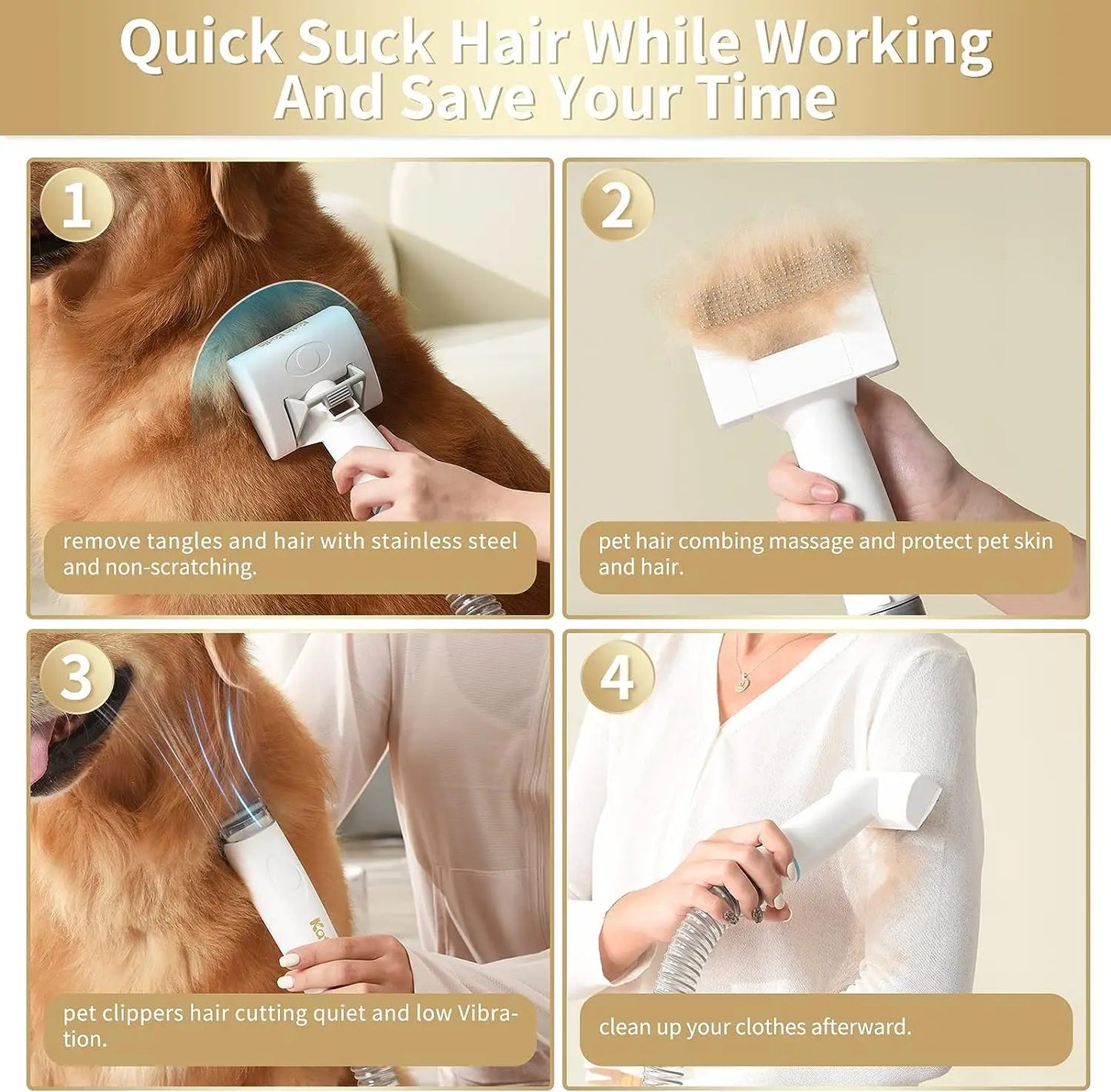 5in1 Pet Grooming Kit With Vacuum Hair Remover