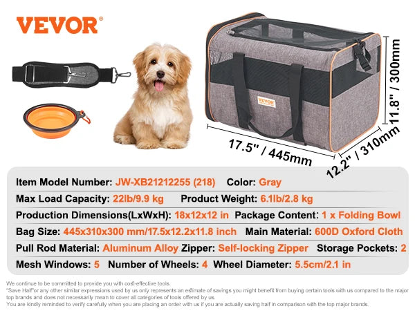 SucceBuy Cat Carrier Backpack With Telescopic Handle Wheels