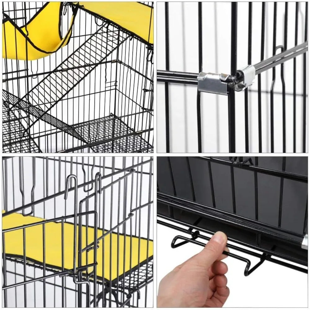 Closure Cat Cage With Hammock Foldable Indoor Enclosure