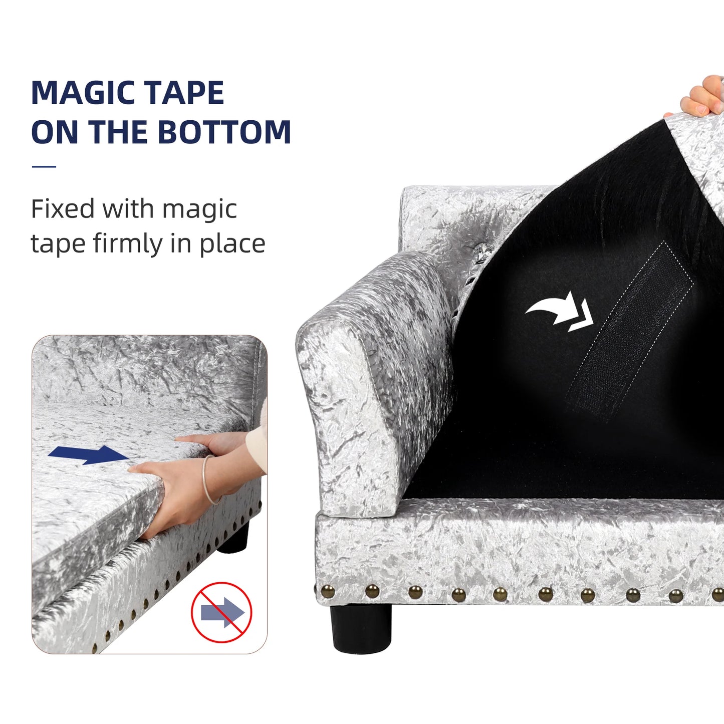 Luxury Velvet Tufted Dog Sofa Bed With Wood Frame