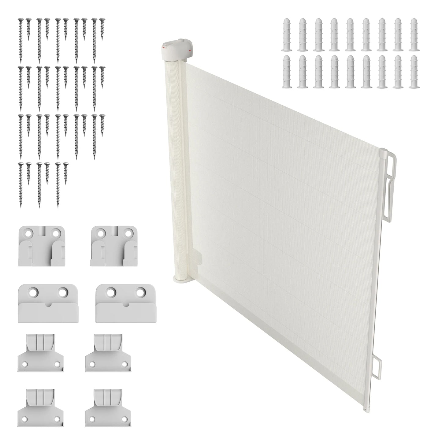 Extra Wide Retractable Dog Gate for Kids and Pets in White