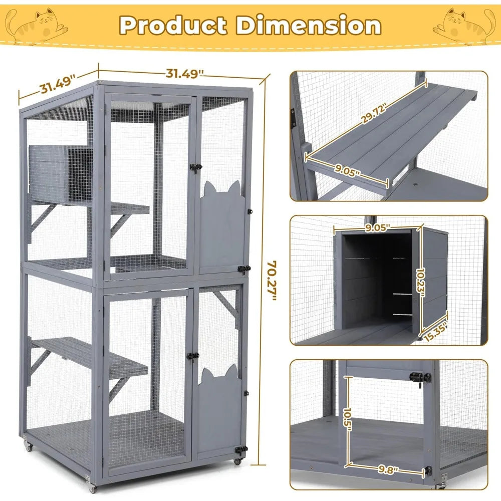 Closure Outdoor Cat Enclosure Wheels Window Access Cage