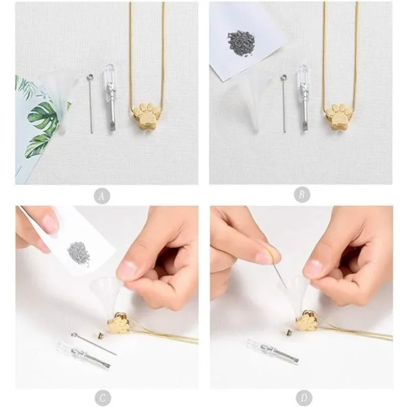 Pet Ashes Necklace Cat And Dog Claw Print Commemorative Box