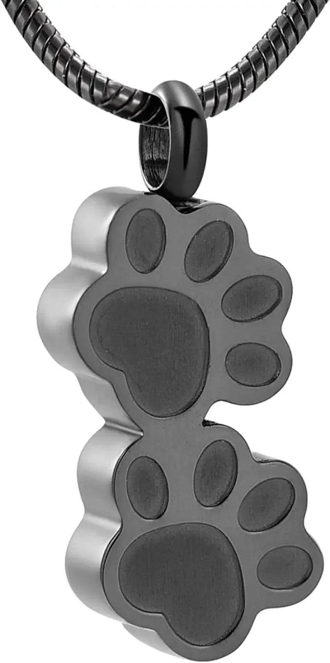 Pet Ashes Necklace Cat And Dog Claw Print Commemorative Box