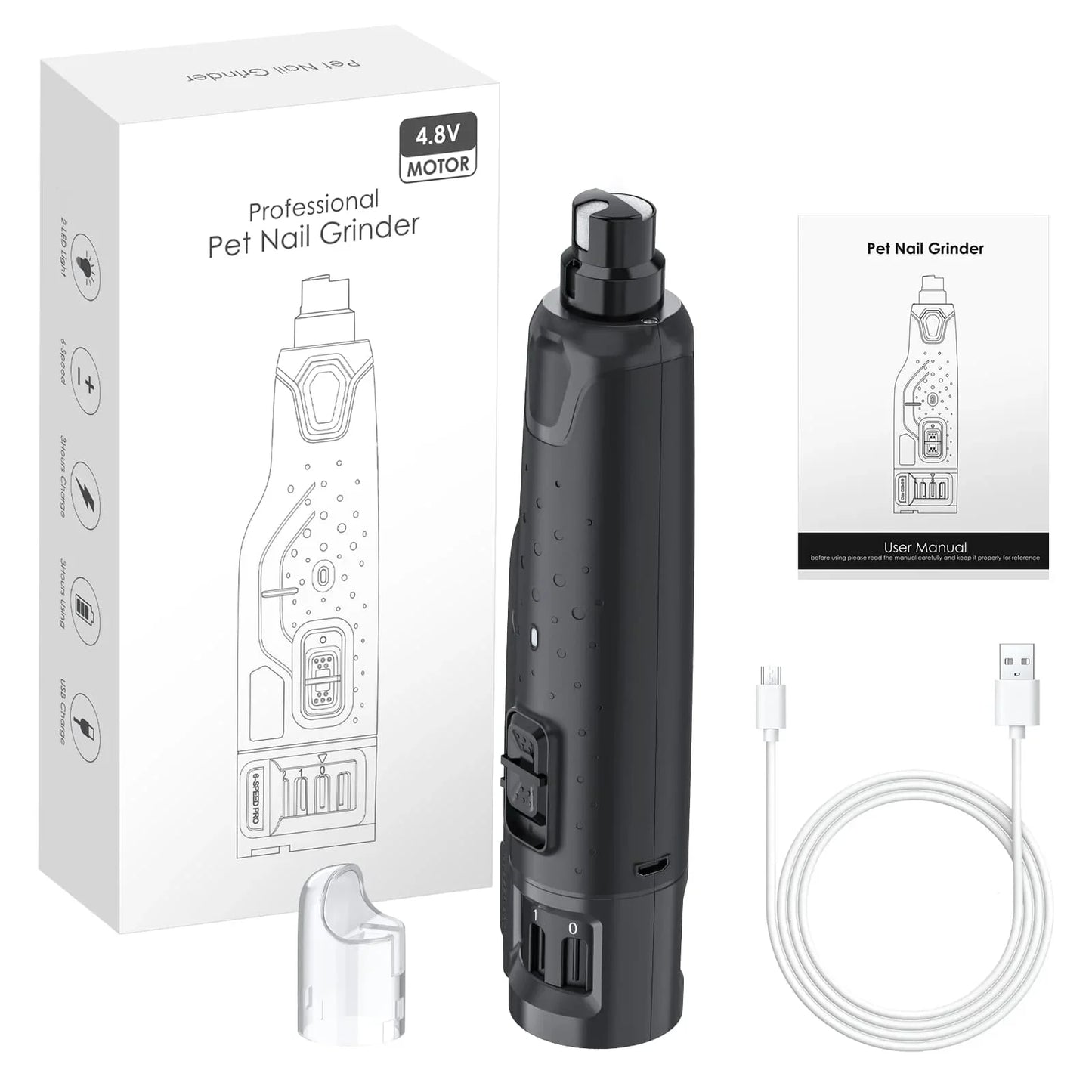 Hign-concerned USB Rechargeable 6 Speed Dog Nail Grinder