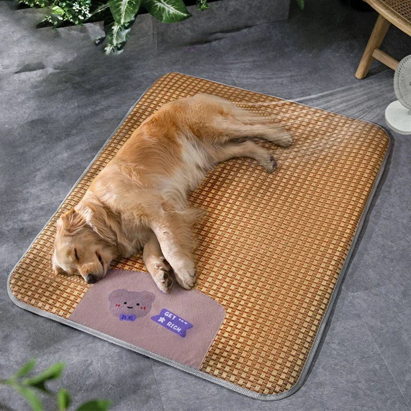 Cool Rattan Mat For Dogs And Cats Breathable Bed For Spring And Summer