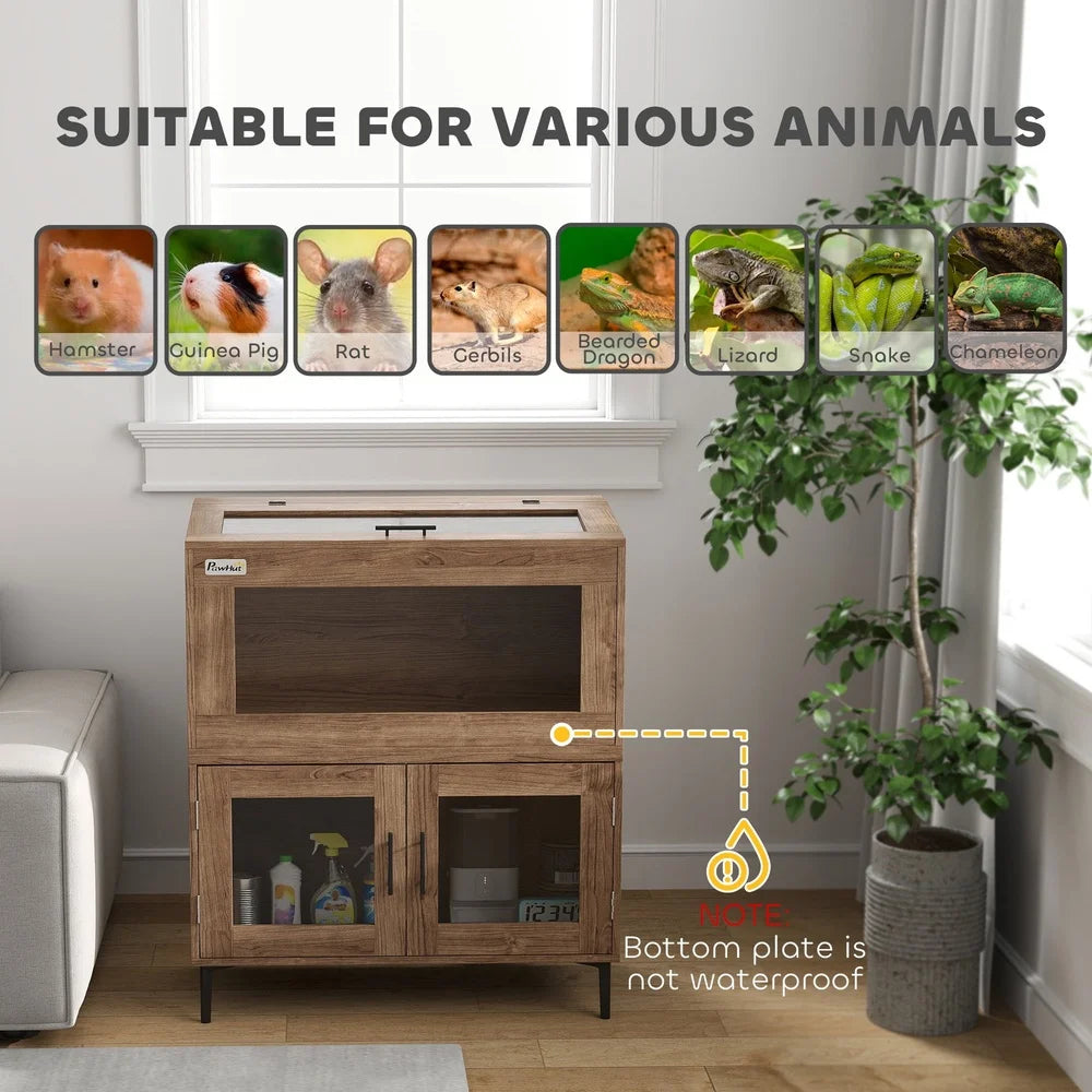 Stackable Reptile Tank With Storage Cabinet Ventilation