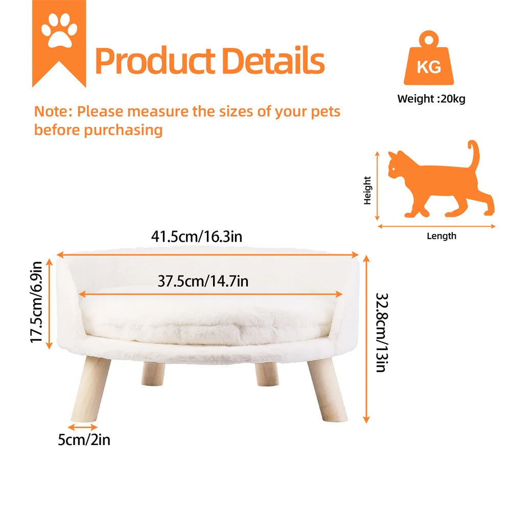 Ultra Soft Elevated Dog Cat Sofa Bed With Cushion