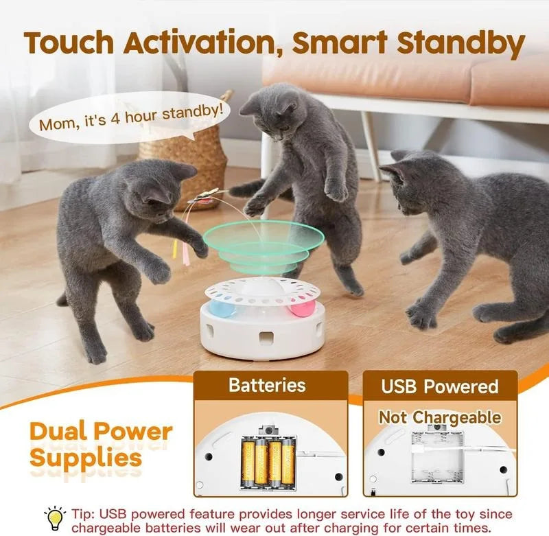 3in1 Automatic Interactive Kitten Toy with Fluttering Butterfly