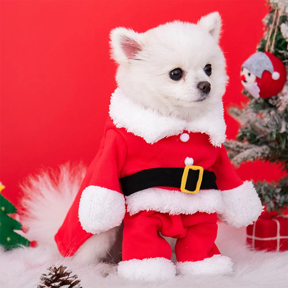 Santa Claus Costume for Dogs and Cats Holiday Pet Outfit