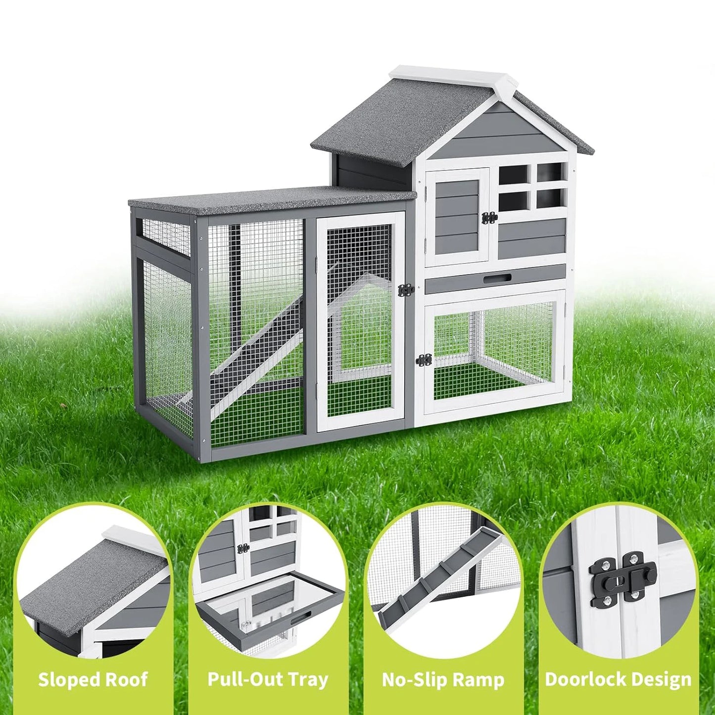 Rabbit Hutch Indoor Outdoor Two Story Cage