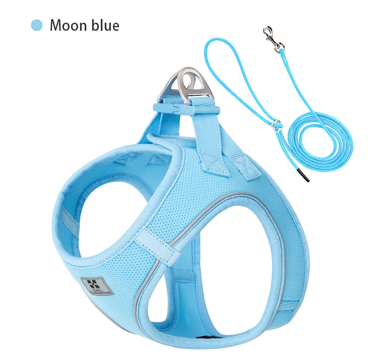Adjustable Reflective Dog Harness Leash Set for Small Dogs