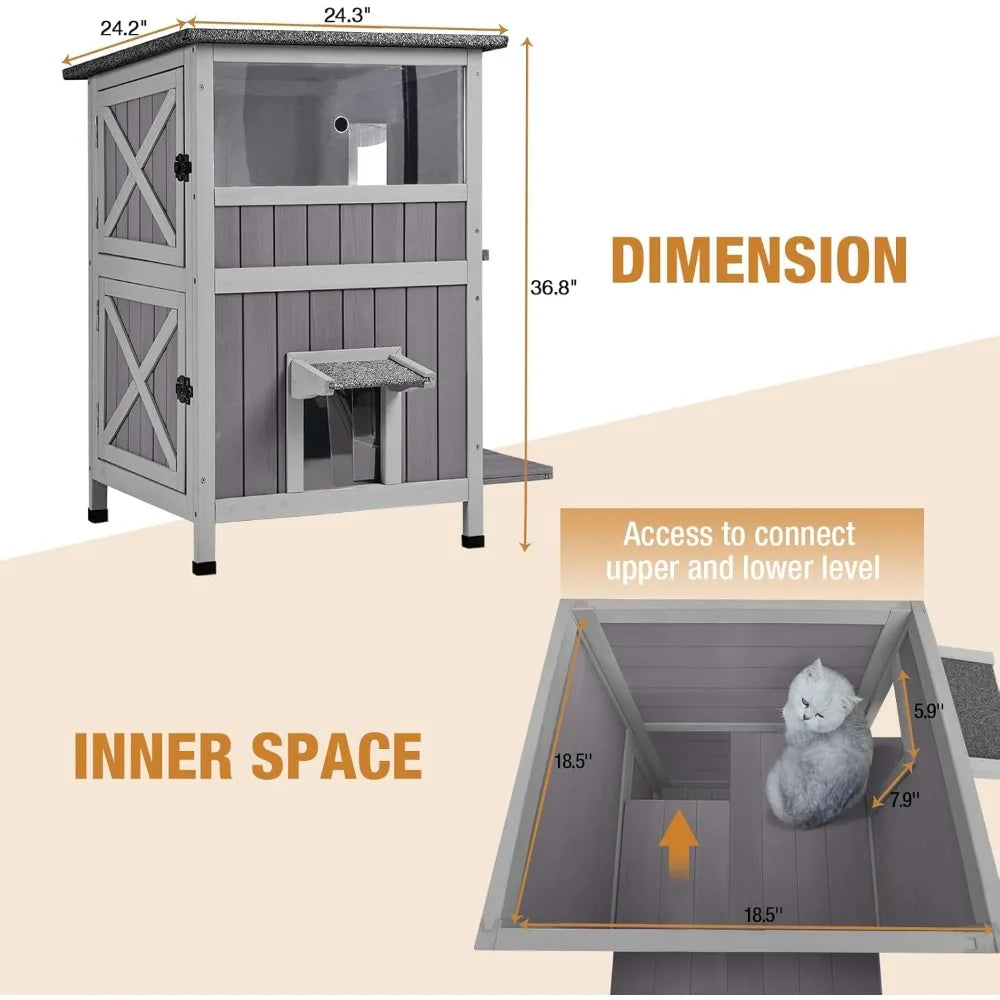 Cat House Feral Kitty Shelter Indoor Waterproof Roof