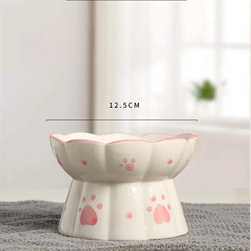 Ceramic Elevated Pet Food Bowl Set for Cats and Dogs Drinking and Eating Accessories