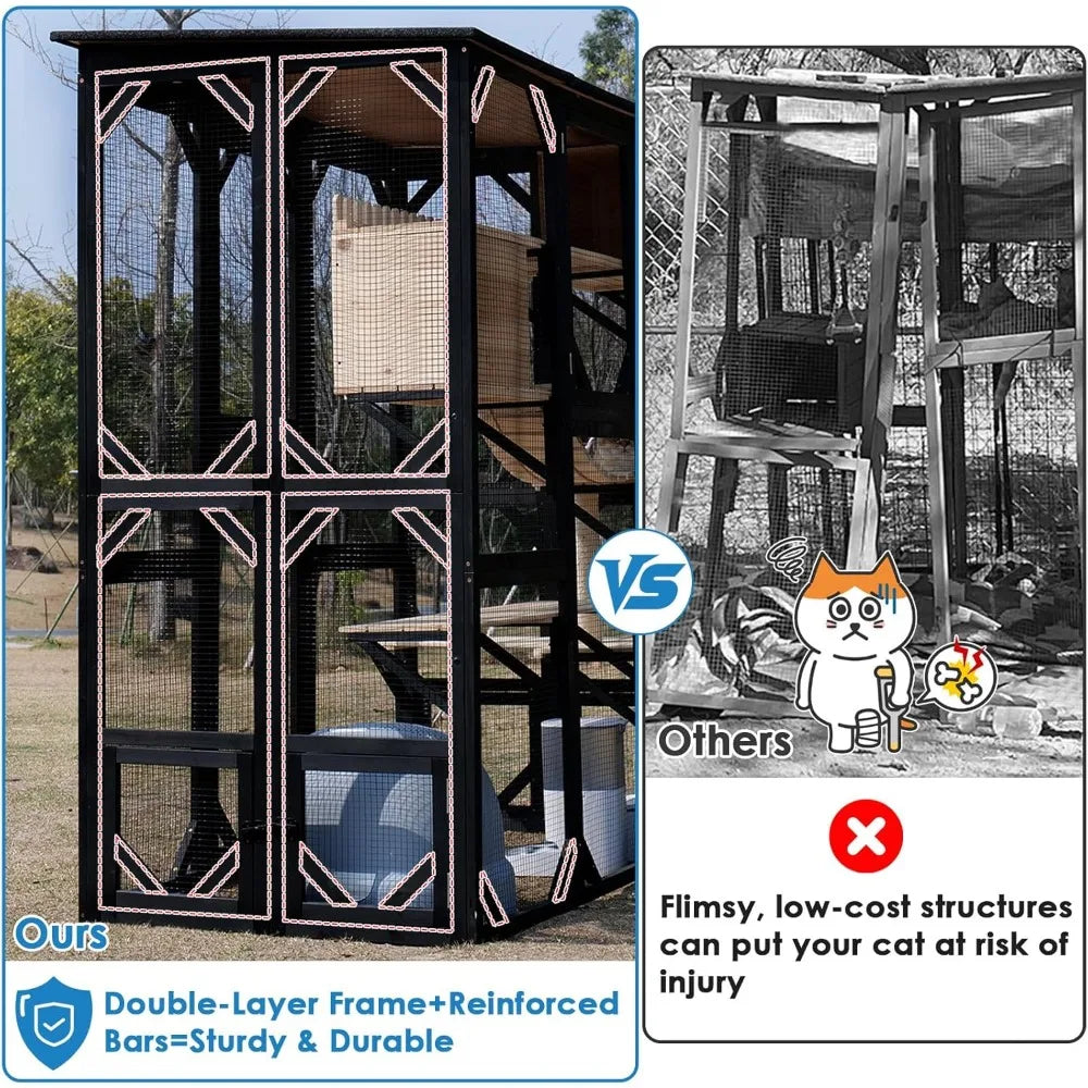 Large Outdoor Cat Catio Walk-in Enclosure for Multiple Cats