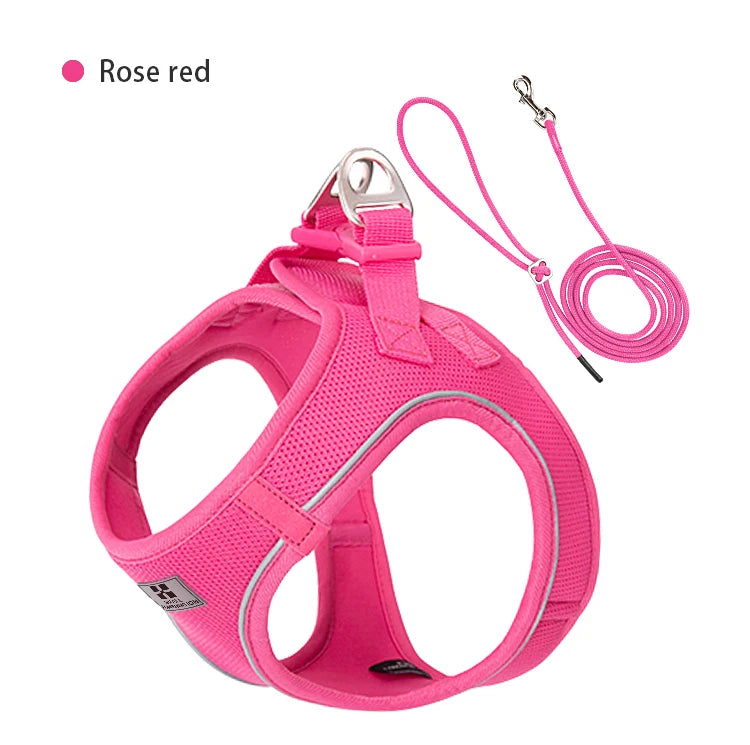 Adjustable Reflective Dog Harness Leash Set for Small Dogs