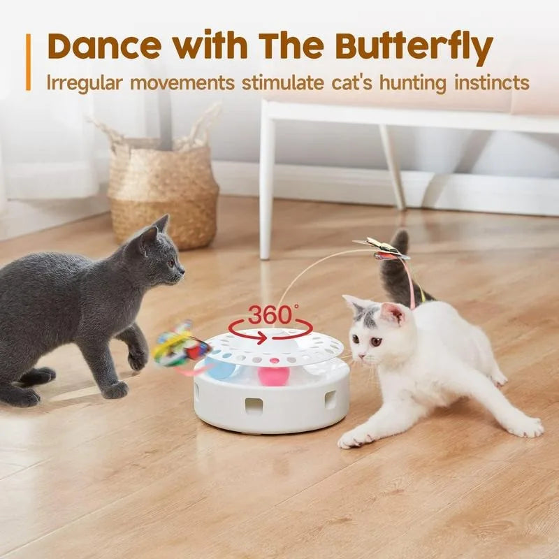 3in1 Automatic Interactive Kitten Toy with Fluttering Butterfly