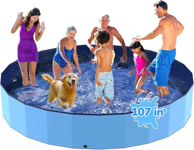 Hignconcerned Foldable Dog Pool Heavy Duty Plastic Outdoor - Front View