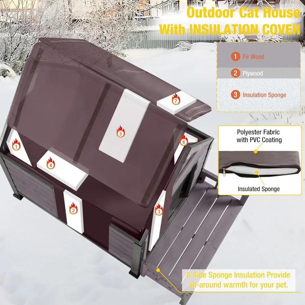 Insulated Outdoor Dog House With Metal Frame Weatherproof