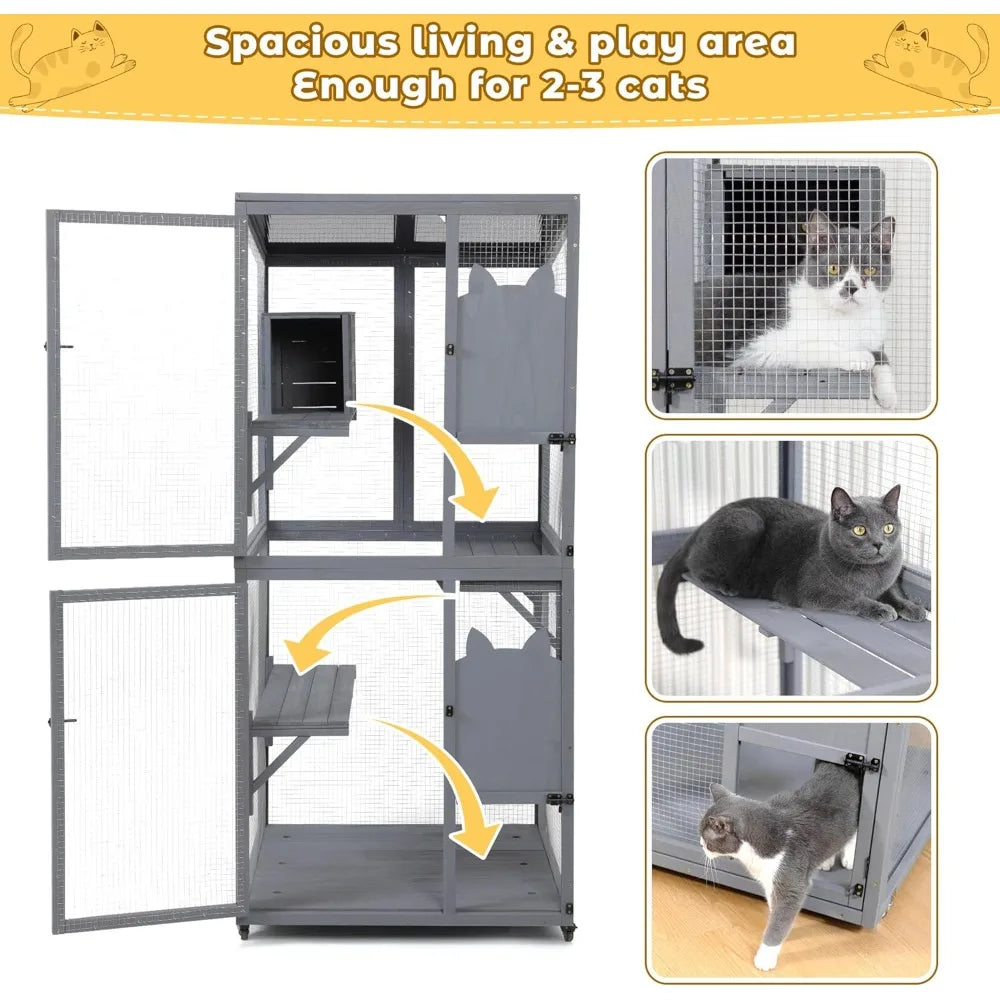 Closure Outdoor Cat Enclosure Wheels Window Access Cage