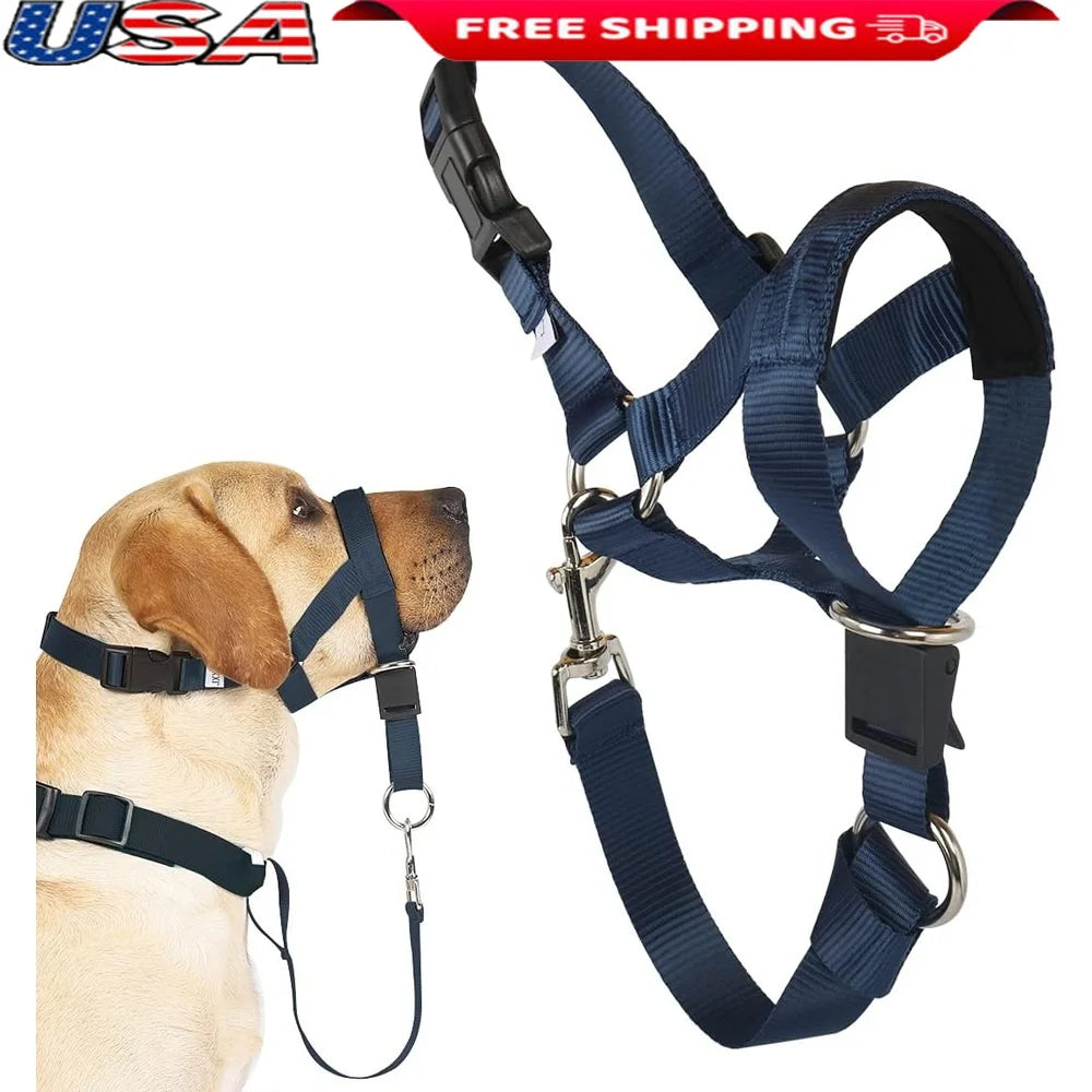 No Pull Dog Training Halter Adjustable Head Collar Easy Fit Harness with Gentle Control and Safety Link