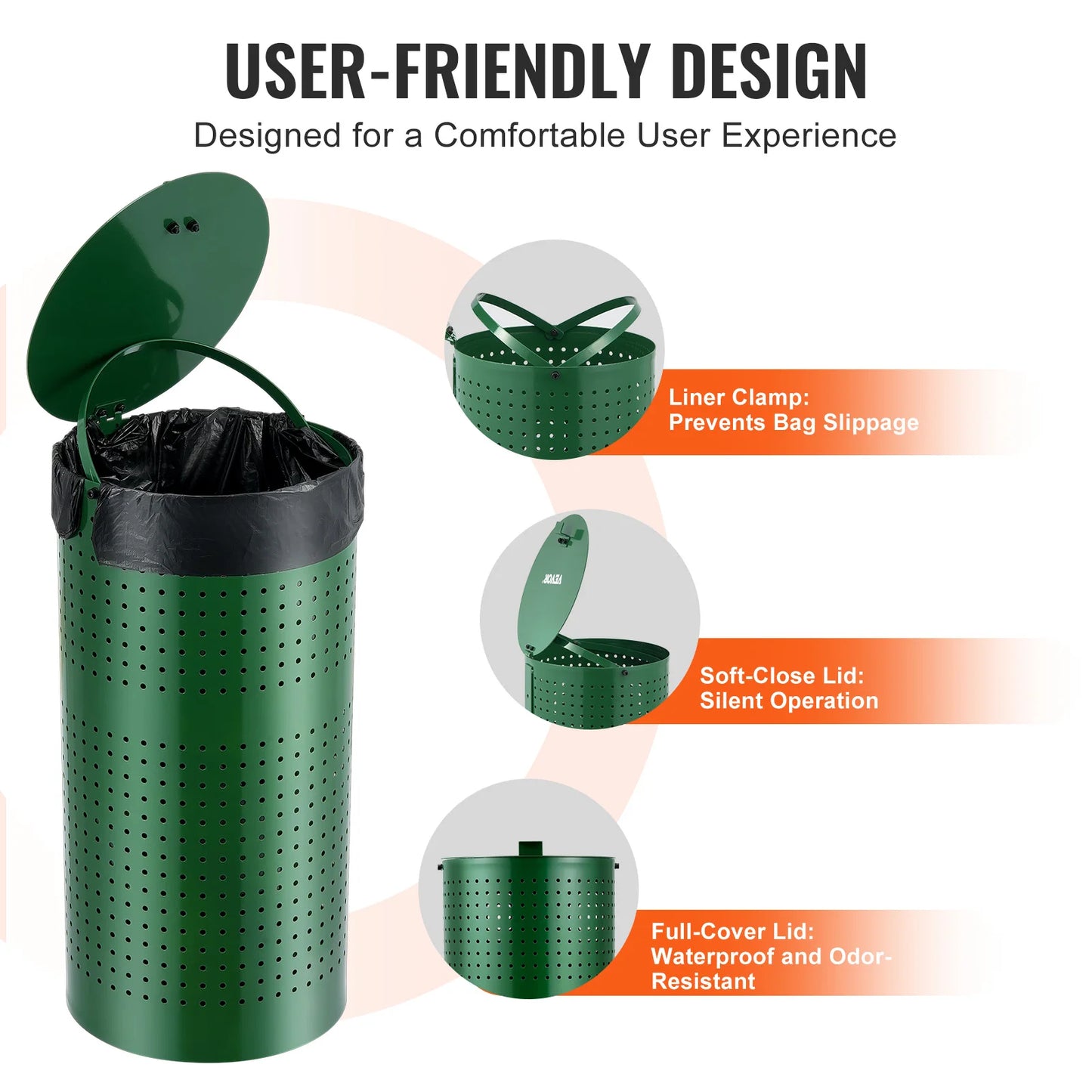VEVOR Dog Poop Trash Can 11.5 Gallons Outdoor Dog Waste Bin with Lid Pet Waste Disposal Container for Yard