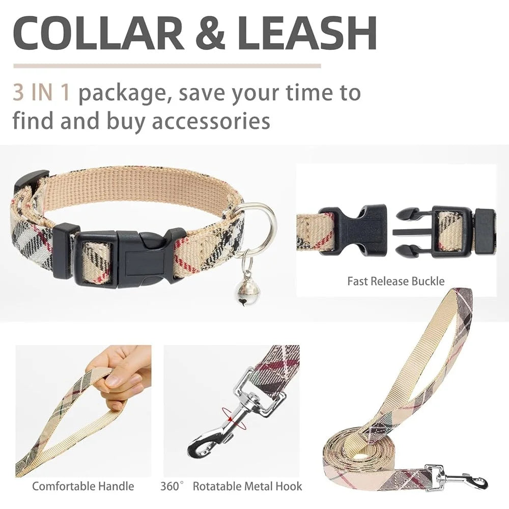Adjustable No Pull Dog Harness Leash Set for Small to Medium Pets