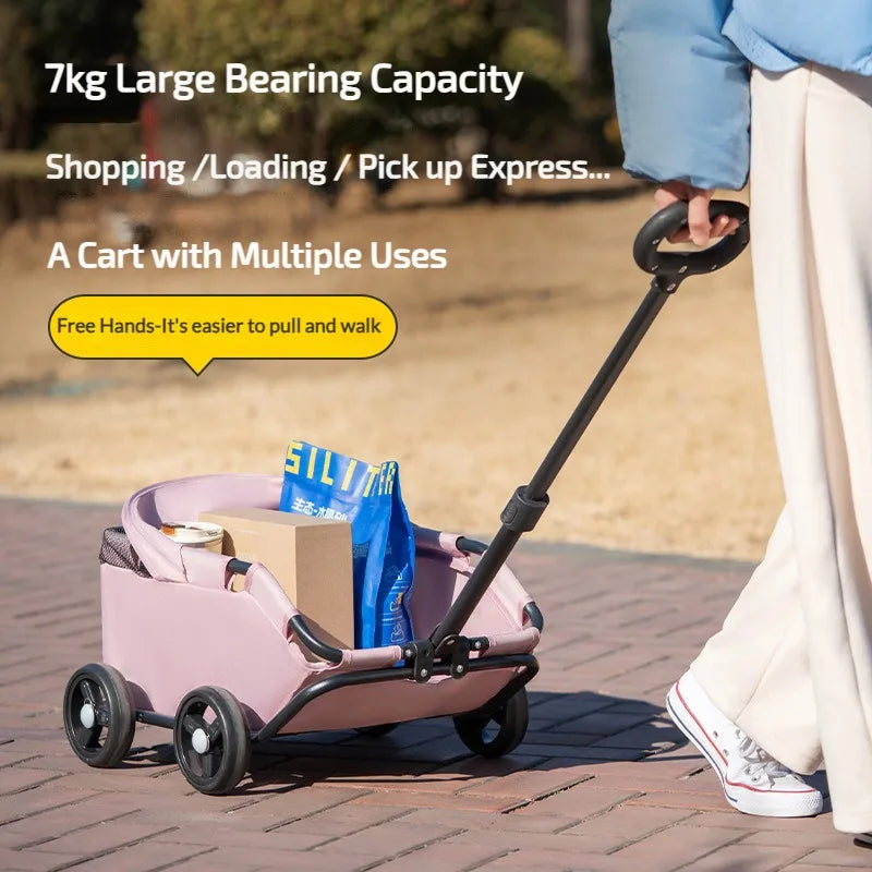 Pet Stroller With Sun Cover Breathable For Dogs Cats