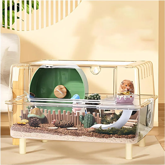 Deluxe Acrylic Hamster Cage With Slide Door