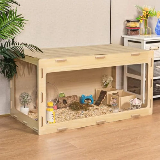 Wooden Hamster Cage Chewproof Bigger World Habitat Openable