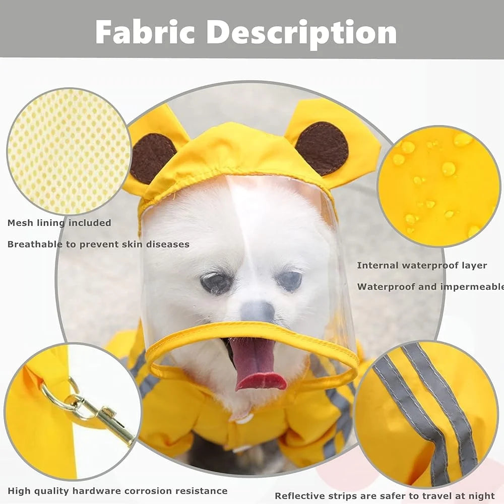Hign-concerned Waterproof Dog Rain Jacket Reflective Poncho