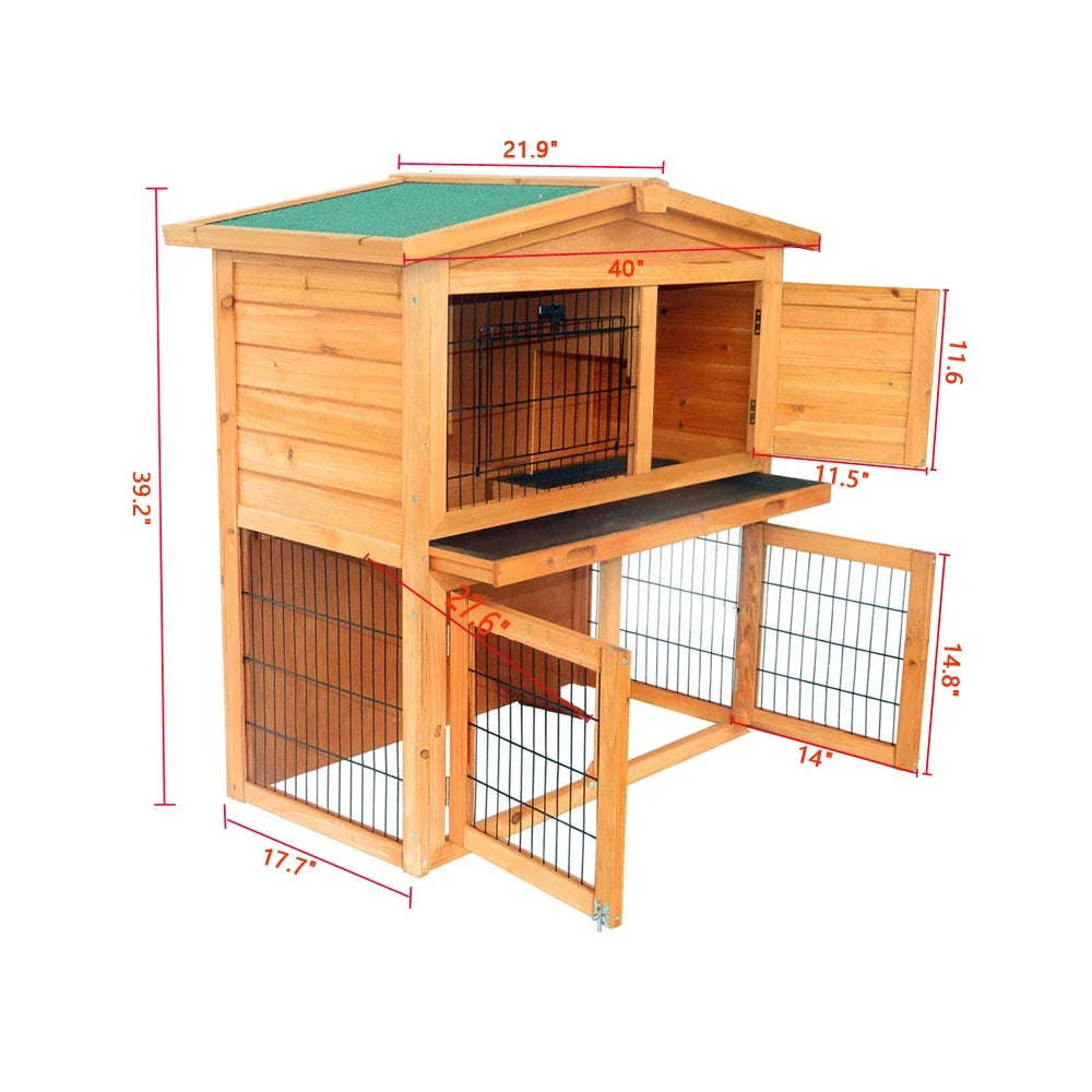 40 Inch Triangle Roof Waterproof Rabbit Hutch Chicken Coop