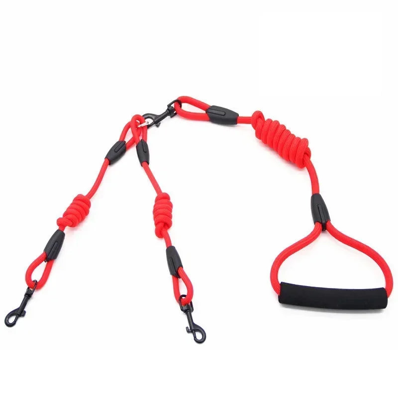 Double Dog Leash Coupler for Small Dogs Nylon Black Two Way Lead