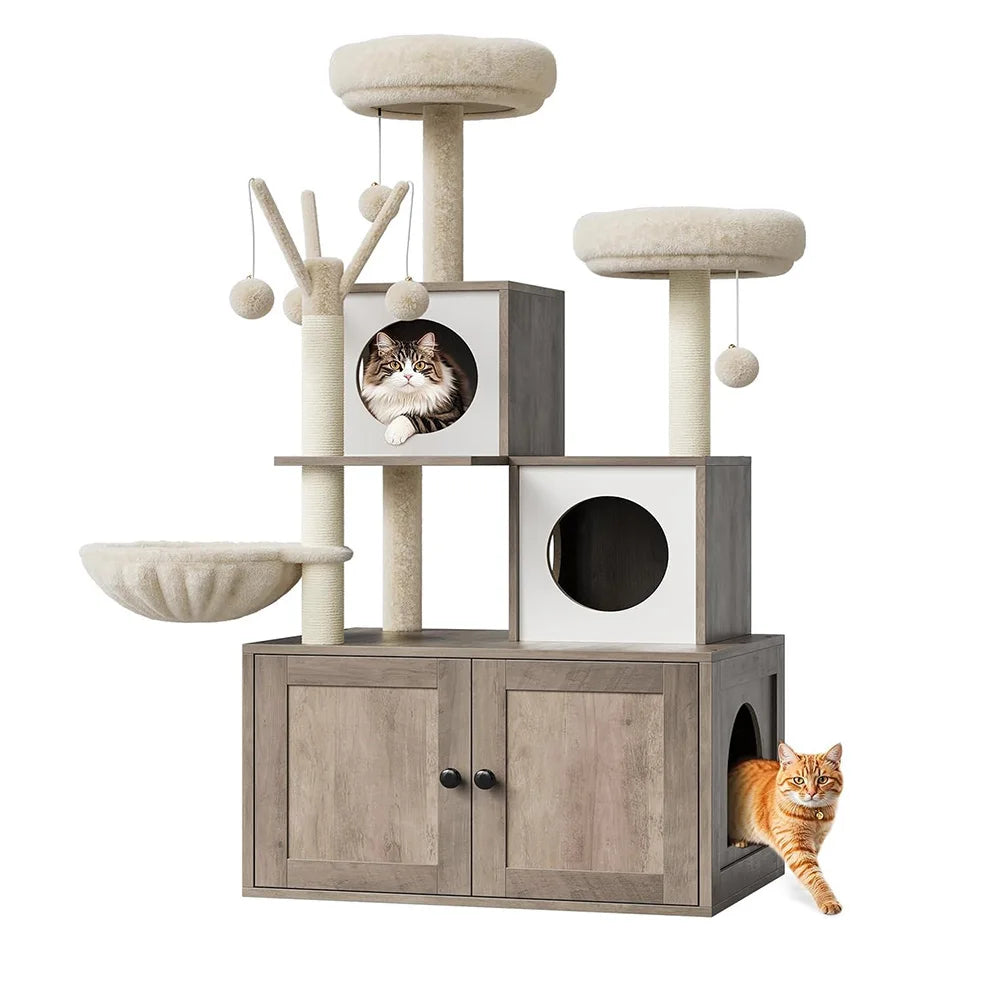 Friendly Finds Cat Tree Litter Box Enclosure 3 In 1